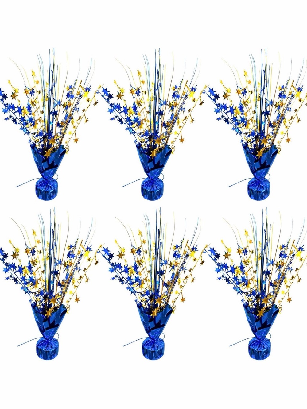 Blue and Gold Starburst Foil Centerpiece - Pack of 6